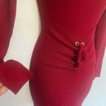 Say What? Vintage Y2K SAY WHAT Long Sleeve Sweater Dress Sz S Red Bodycon Corset Holiday Photo 3