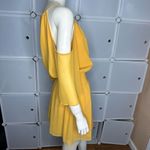 BCBGeneration Yellow Cold-Shoulder Smocked Dress Size Medium Photo 9