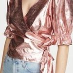 Cinq à Sept Foil Theo Top tea rose metallic pink sz S Photo 0