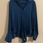 Mustard Seed  Teal Button-Up Blouse Photo 0