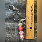 Handmade Mermaid Tail Pink Beaded Keychain Silver Tone Purse Backpack Charm Photo 1