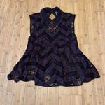 Free People  Red and Purple Asymmetrical Sleeveless Blouse Photo 1