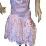 American Vintage Vintage 80's pink drop waist sleevless lace netting overlay bows dress small Photo 14