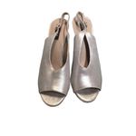 DKNY Glitz MET Suede Leather Silver Peep Toe Cocktail Party Sandal Heels Photo 5