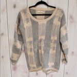 Chelsea and Violet Metallic Wool Blend Sweater Small Tan Silver Striped Pullover Photo 4