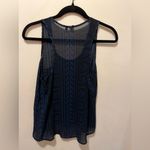 Farm Rio  semi sheer‎ pocket regatta tank blue/black pattern sz L(G) Photo 4