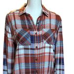 Entro  Orange Plaid Button Down‎ Shirt Sz M Photo 1