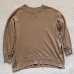 Aerie Oversized Tan Washed Sweatshirt Crewneck Slouchy Cozy Womens Size S Boho Photo 0