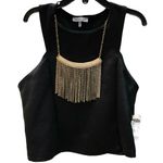 Charlotte Russe Y2K  Cropped Black Tank w/ Gold & Rhinestone Chain Medium NWT Photo 0