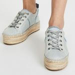 Sam Edelman  Carleigh Blue Chambray Denim Lace Up Espadrilles Sneakers Shoes Photo 8