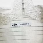 ZARA  Striped Textured Buttondown Shirt White Black Size Small Photo 4