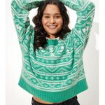American Eagle NWT  Outfitters Green & White Fair Isle Snowdrift Sweater Size XL Photo 2