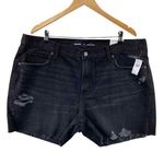 Old Navy  High Rise Slouchy Straight Denim Shorts Womens Plus 18 Black Distressed Photo 0