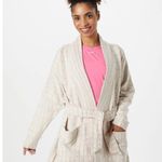 Nike Yoga ThermaFIT Luxe Reversible Sweater Tan Pink Jacquard Cardigan Wrap 3X Photo 0