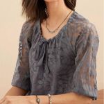 Garnet Hill Boheme Easy Lace Above Knee Leaf Dress Castlerock Grey Size 12 Photo 2