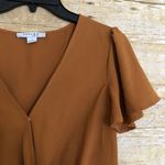 FAVLUX Mustard Yellow Knot Front Short Sleeve Blouse - Size Small - V-Neck Top Photo 1