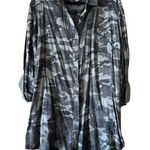 Tribal Jeans Camo/velvet floral back pannel button up tunic Bohemian Rockstar Size XL Photo 0