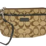 Coach Signature C Tan Canvas Wristlet Wallet Mini Bag Photo 0
