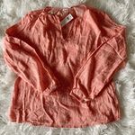 Gap  xs-s light orange pink long sleeve puff bell sleeve paisley floral blouse Photo 0
