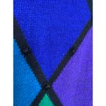 Vintage Silk Angora Blend Black Blue Diamond Beaded Sweater Sz Large Photo 7