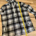 O'Neill Black & White Plaid Half Zip Fleece Hoodie L Photo 4