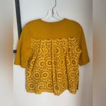 Ann Taylor NWT  Mustard Eylet  Short Sleeve Knit Top Photo 4