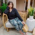 Lotus & Luna Corfu Floral Print Blue White Ankle Jogger Harem Pants Photo 11