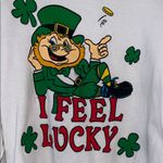 vintage 90s I FEEL LUCKY LEPRECHAUN SHAMROCK CLOVER ST PATRICKS DAY SWEATSHIRT Size XL Photo 3
