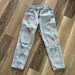 SheIn Too Adorable! Sz 30 Blue Jeans W Embroidered Flowers Photo 4