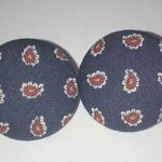 Navy Blue Fabric Button Earrings Photo 0