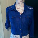 Mine LJ Crochet Accent Royal Blue Tie Up Front Top Size undefined Photo 0