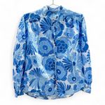 ZARA Blue Floral Oversized Button Down Shirt XS Photo 1