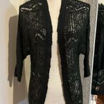 Pink republic  Black Crochet Knit Cardigan 3/4 Length Sleeves Hippie Boho Size XS Photo 0