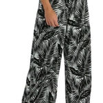 HOWON High Rise wide Leg Tropical Palazzo Pants size L White Photo 0