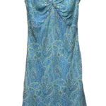 Ann Taylor Vtg  Silk Floral Paisley Dress Size 4 Blue Green Babydoll Y2K‎ Fairy Photo 0