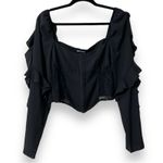 Pretty Little Thing  8 black chiffon frill sleeve lace insert hook & eye corset Photo 0