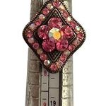 Vintage Cocktail Ring Pink Glass Rhinestones Aurora Borealis Adjustable 6.75 Photo 0