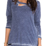 Chaser Purple Distressed Burnout Open Cut Out Long Sleeve Top Photo 0