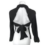 ASTR  Women's Black Cutout Tie Back Long Sleeve Button Down Shirt Blouse Top XS Photo 2