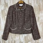 Liz Claiborne Size 10 Blazer Jacket Women Brown Ivory Photo 0