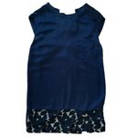 3.1 Phillip Lim Navy Blue Silk Black Floral Lace Trim Shift Mini Dress Photo 6