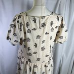 Cloud Ten Women's Large Linen Blend Dress Cream Black Floral Print Pockets New Photo 9