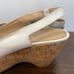 Franco Sarto  Womens Slingback Leather Peep-Toe Cork Wedge Sandals White Size 10M Photo 2