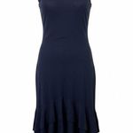 SAGA Made in Italy Ruffle Hem Midi Maxi Linen Dress Blue Size S/M Quiet Luxury Photo 0