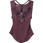 Free People NWT New Romantics Lace Trim Thermal Open Back Tank Top Size Medium Photo 3