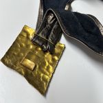 Belt 1980’s vintage modern copper metallic Leather brass Tortoiseshell Buckle Photo 2