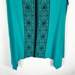 Adrianna Papell Large Tank Top Handkerchief Hem Green Black Embroidered 582 Photo 3