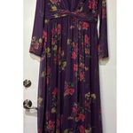 Mac Duggal Long Sleeve Ruched Top Deep V-Neckline Gown Purple Size 10 NWT #68558 Photo 1