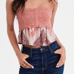 American Eagle Boho Hippie Patchwork Tube Top Crop Smocked Peplum Shabby Chic XS Photo 0