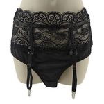 Black Highwaisted Attached Garter belt Womens Large Lingerie Bottom Photo 0